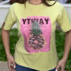 Yellow Graphic T-Shirt with Pineapple Boutique Design